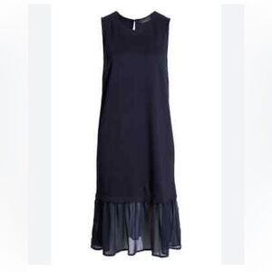 Halogen Black Sleeveless Dress with Ponte Chiffon Hem